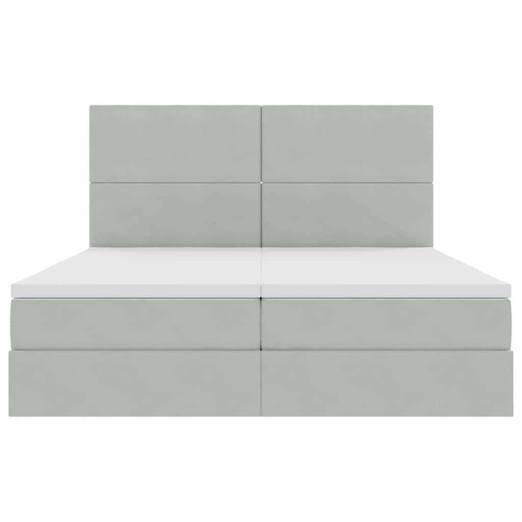 Postelja s shranjevanjem Svetlo siva 200 x 200 cm Žamet - slika 10