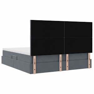 Postel s úložným prostorem s čelo Tmavě šedá 200 x 200 cm samet - obrázek 12