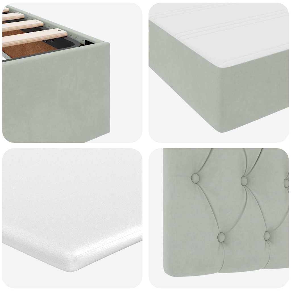 Postelja s shranjevanjem Svetlo siva 200 x 200 cm Žamet - slika 13