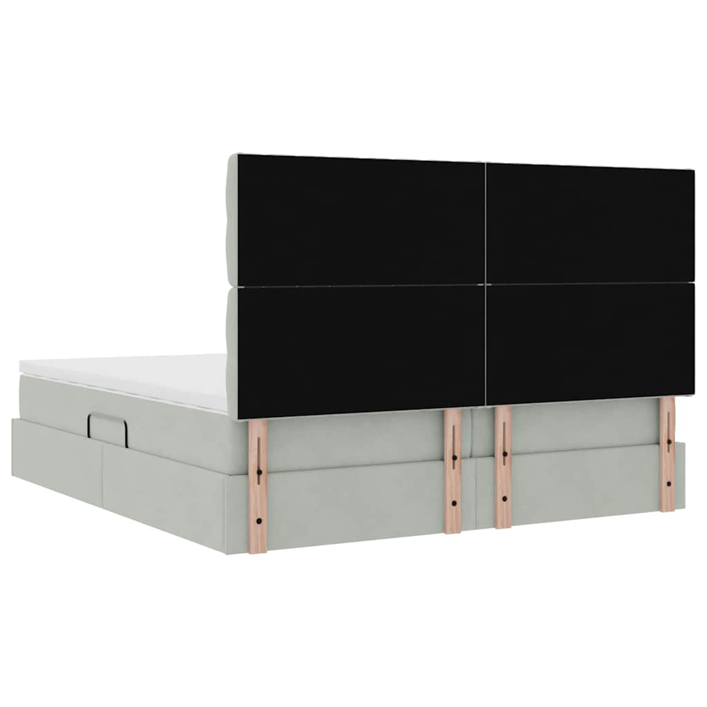 Postelja s shranjevanjem Svetlo siva 200 x 200 cm Žamet - slika 12