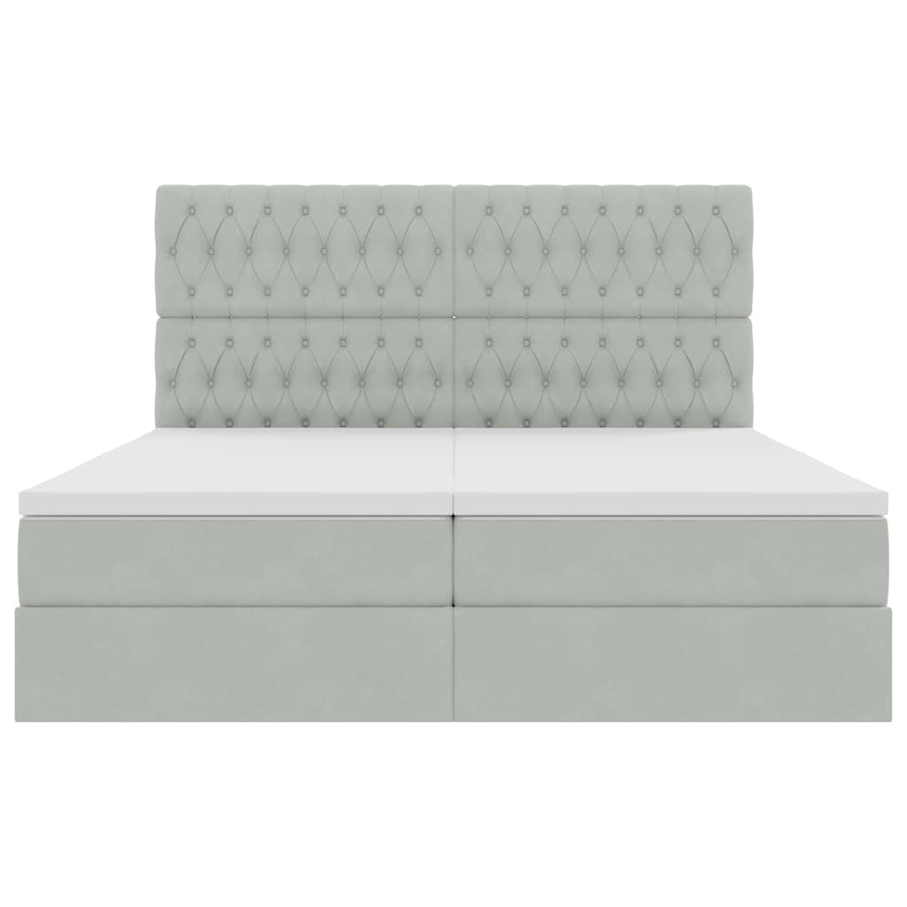 Postelja s shranjevanjem Svetlo siva 200 x 200 cm Žamet - slika 10