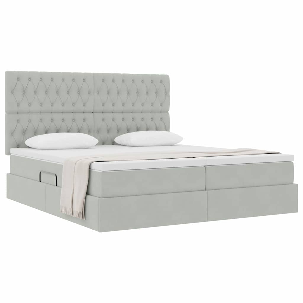 Postelja s shranjevanjem Svetlo siva 200 x 200 cm Žamet - slika 3