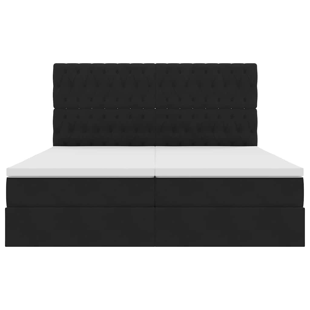 Postelja s shranjevanjem z vzmetnico Črna 200 x 200 cm Žamet - slika 10