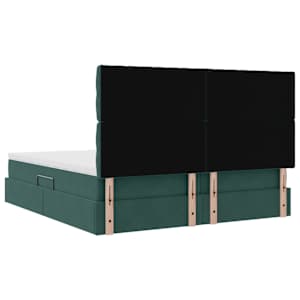 Postel s úložným prostorem Tmavě zelená 200 x 200 cm samet - obrázek 12