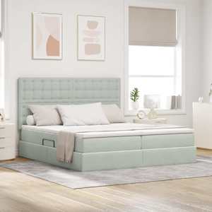 Postelja s shranjevanjem Svetlo siva 180 x 200 cm Žamet