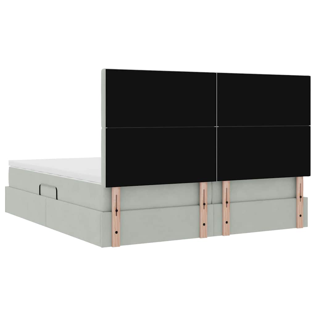 Postelja s shranjevanjem Svetlo siva 200 x 200 cm Žamet - slika 12