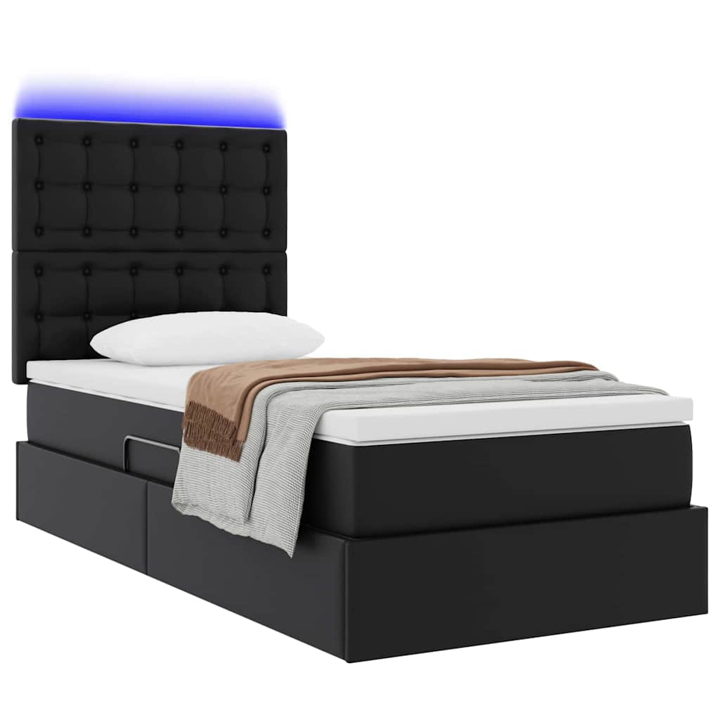 Thumbnail - vidaXL Bett mit Stauraum und LED Schwarz 90 x 190 cm Kunstleder