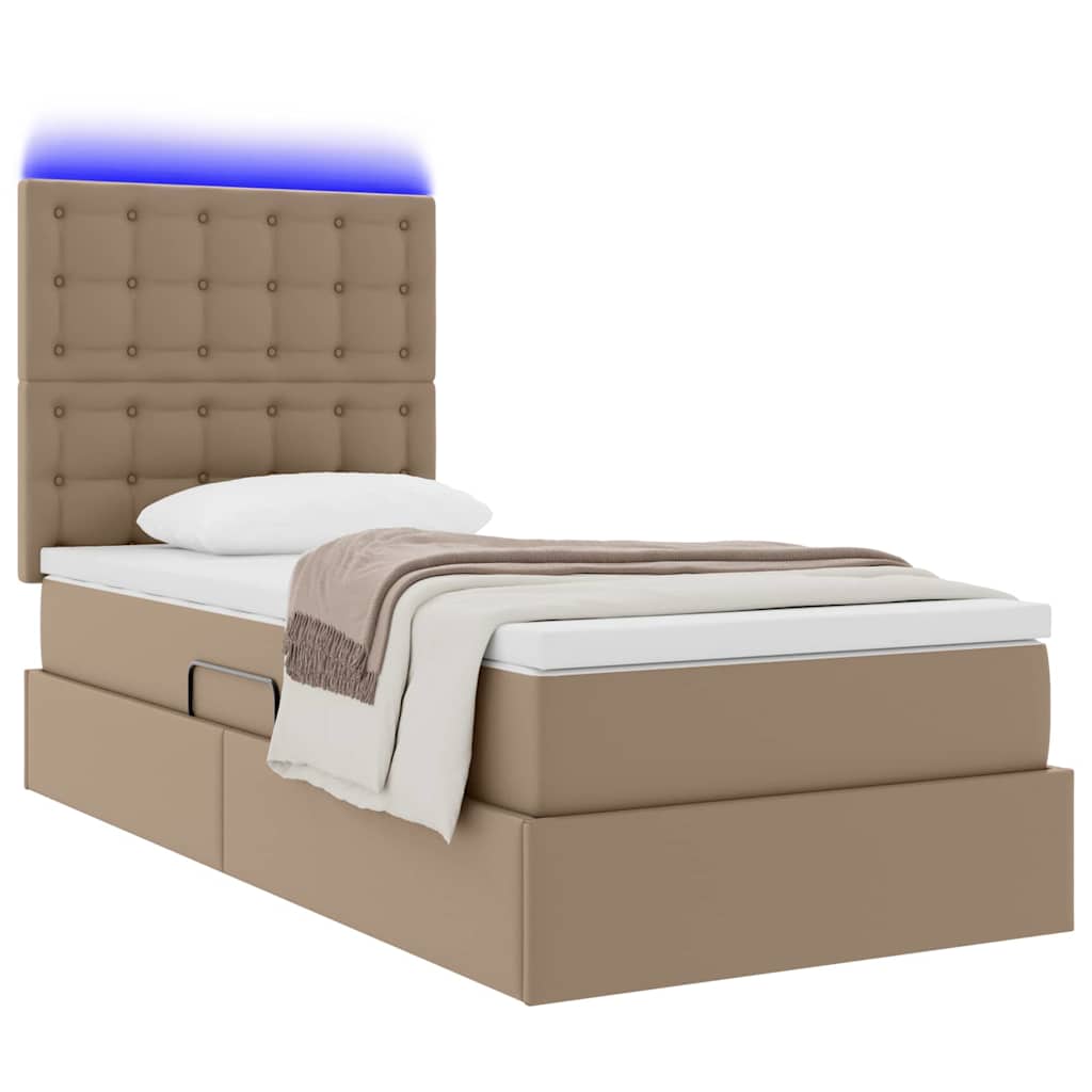 Thumbnail - vidaXL Bett mit Stauraum und LED Cappuccino 90 x 200 cm Kunstleder