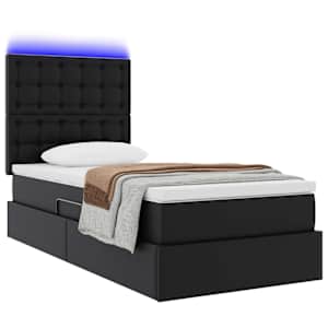 Postel s úložným prostorem a LED osvětlením Černá 100 x 200 cm - obrázek 3