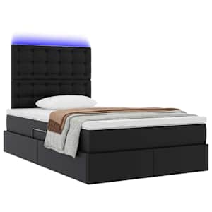 Postel s úložným prostorem a LED osvětlením Černá 120 x 200 cm - obrázek 3