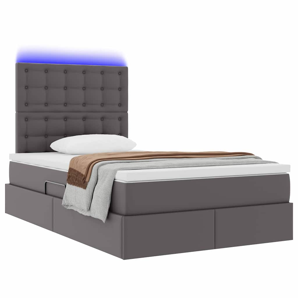 Thumbnail - vidaXL Bett mit Stauraum und LED mit LED Grau 120 x 200 cm Kunstleder