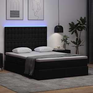 Postel s úložným prostorem a LED osvětlením Černá 140 x 190 cm - obrázek 5