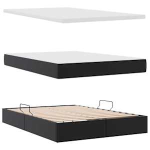 Postel s úložným prostorem a LED osvětlením Černá 140 x 190 cm - obrázek 9