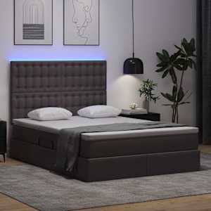 Postel s úložným prostorem a LED osvětlením Šedá 140 x 190 cm - obrázek 5