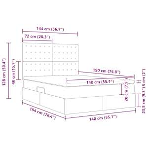 Postel s úložným prostorem a LED osvětlením Šedá 140 x 190 cm - obrázek 17