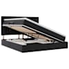 vidaXL LED-valgusega hoiuvoodi peaga Must 160 x 200 cm Kunstnahk