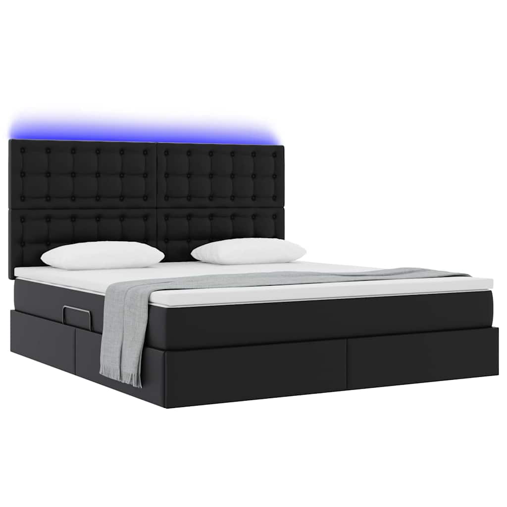 Thumbnail - vidaXL Bett mit Stauraum und LED Schwarz 160 x 200 cm Kunstleder