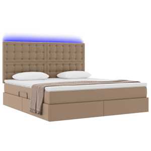 Postel s úložným prostorem a LED osvětlením s LED Cappuccino - obrázek 3