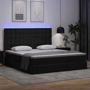Postel s úložným prostorem a LED osvětlením Černá 180 x 200 cm - obrázek 3