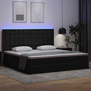 Postel s úložným prostorem a LED osvětlením Černá 200 x 200 cm - obrázek 5