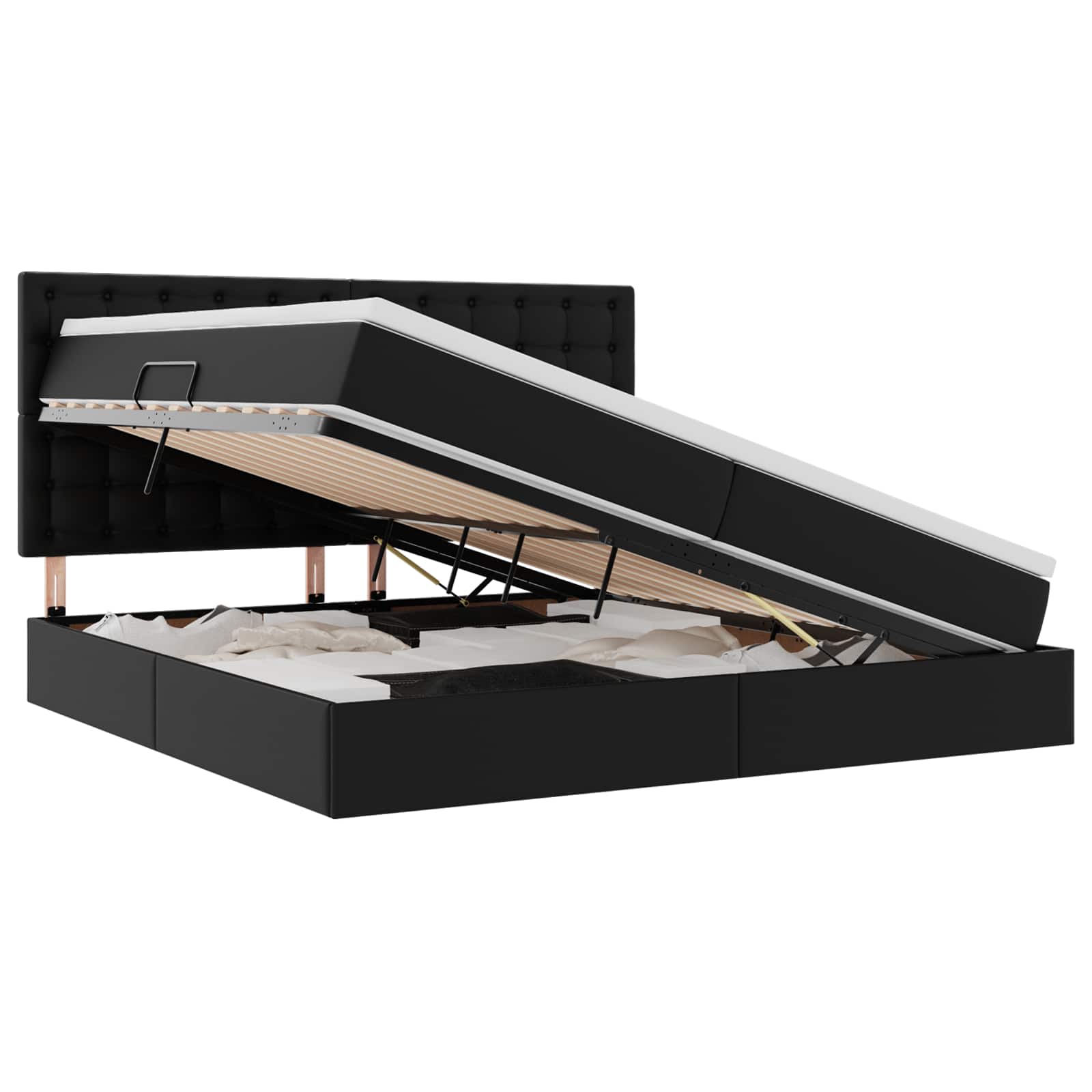 Thumbnail - vidaXL Bett mit Stauraum und LED Schwarz 200 x 200 cm Kunstleder