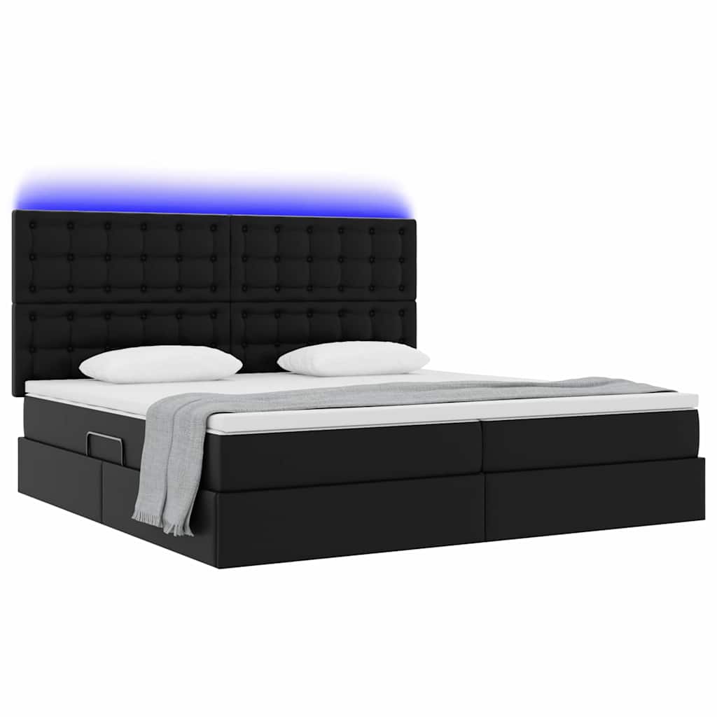 Thumbnail - vidaXL Bett mit Stauraum und LED Schwarz 200 x 200 cm Kunstleder