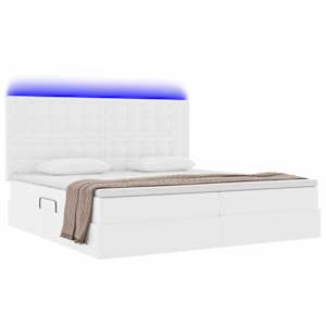 Postel s úložným prostorem a LED osvětlením s LED Úplně bílá - obrázek 3