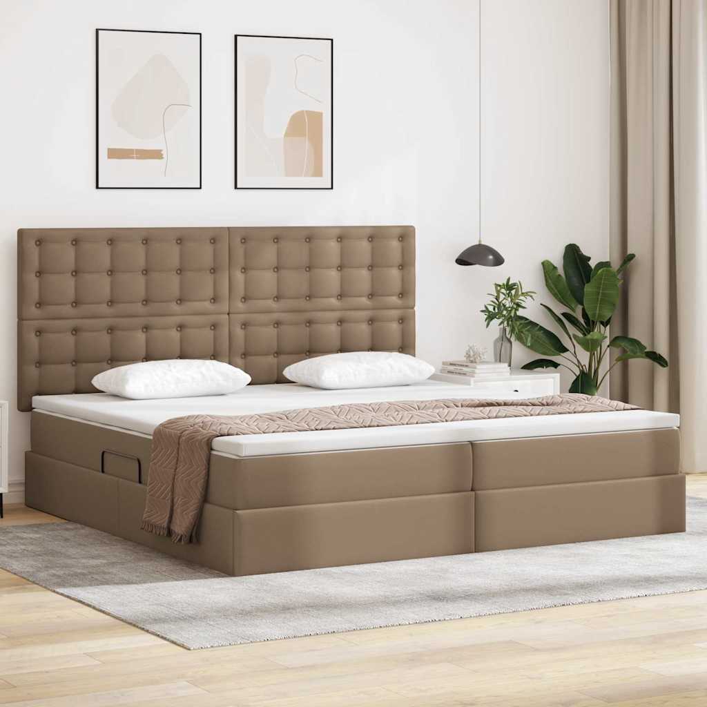 vidaXL Bett mit Stauraum und LED Cappuccino 200 x 200 cm Kunstleder