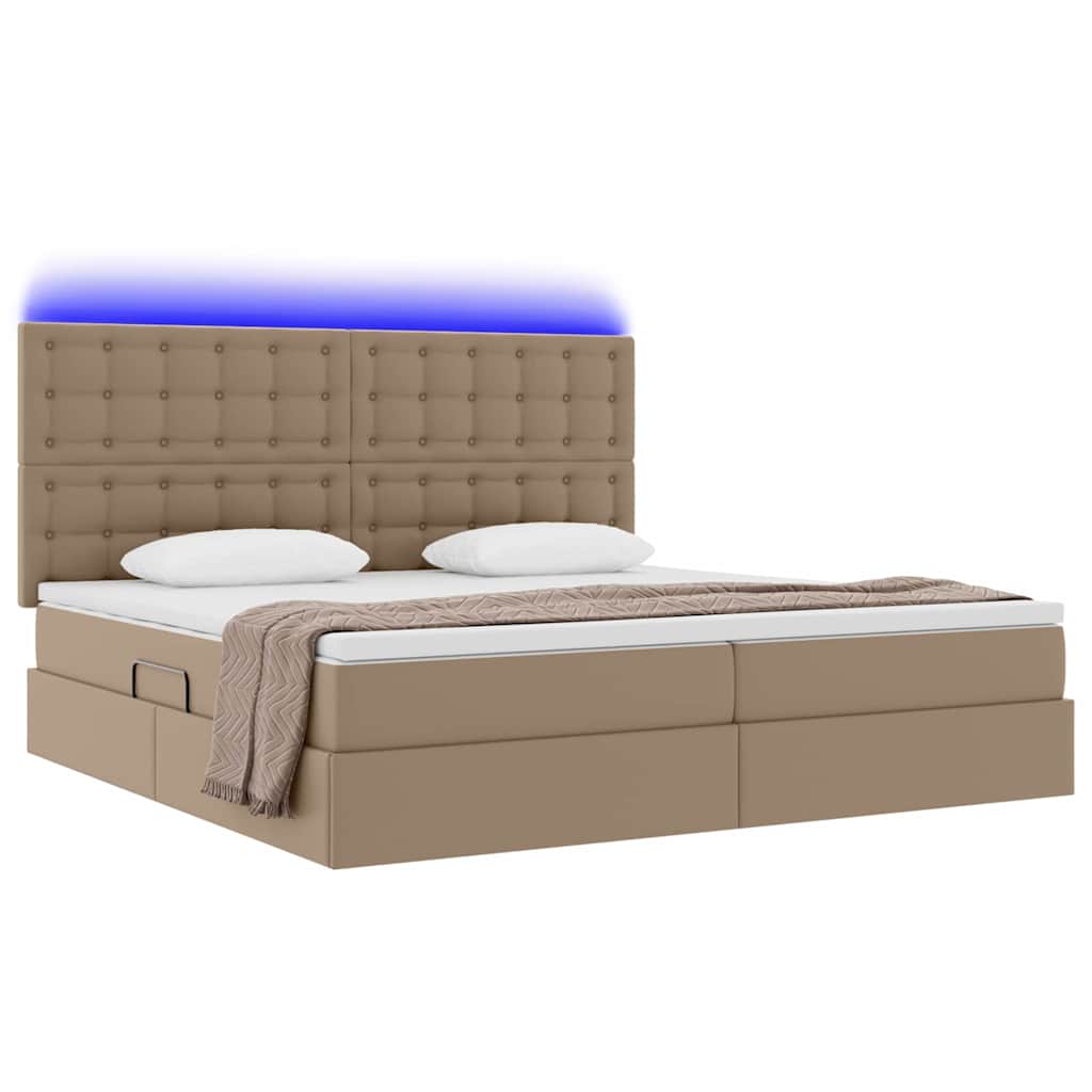 Thumbnail - vidaXL Bett mit Stauraum und LED Cappuccino 200 x 200 cm Kunstleder