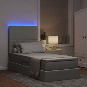 Postel s úložným prostorem a LED osvětlením s LED Světle šedá - obrázek 5