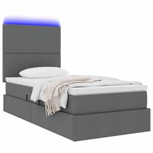 Postel s úložným prostorem a LED osvětlením s LED Tmavě šedá - obrázek 3