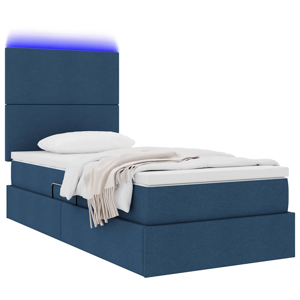 Thumbnail - vidaXL Bett mit Stauraum und LED mit LED Blau 90 x 190 cm Polyester