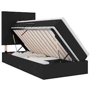 LED postel s úložným prostorem a matrací Černá 100 x 200 cm - obrázek 2