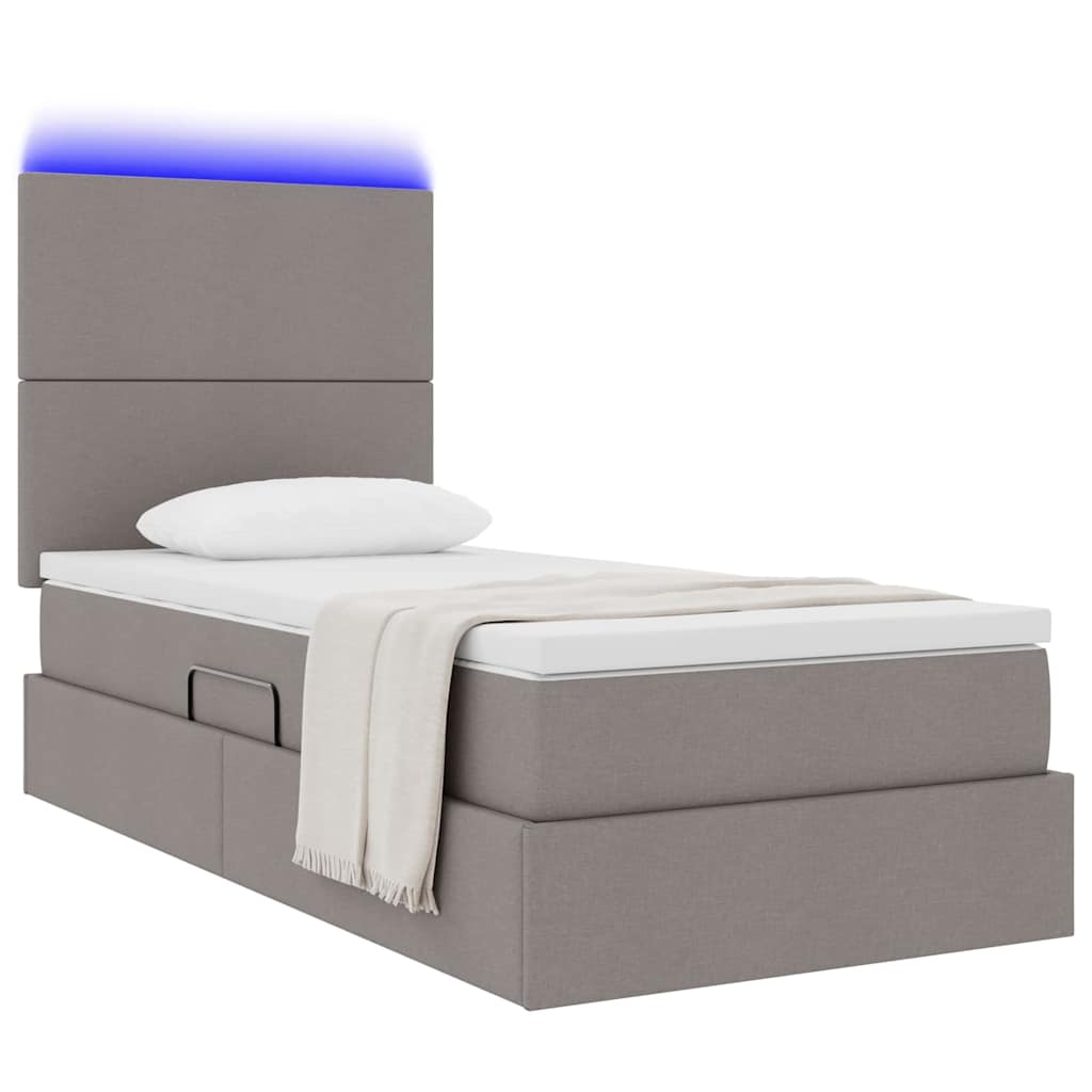 Thumbnail - vidaXL Bett mit Stauraum und LED mit LED Taupe 100 x 200 cm Polyester