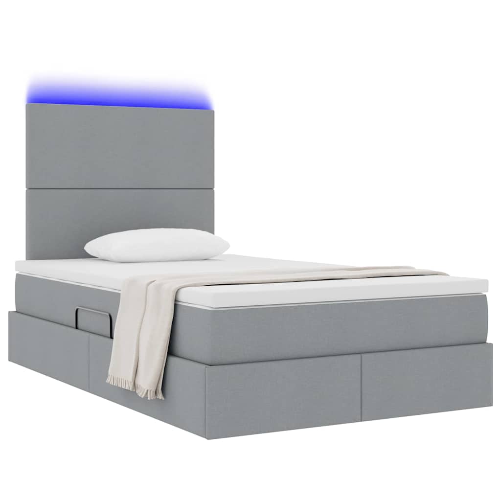 Thumbnail - vidaXL Bett mit Stauraum und LED Hellgrau 120 x 190 cm Polyester