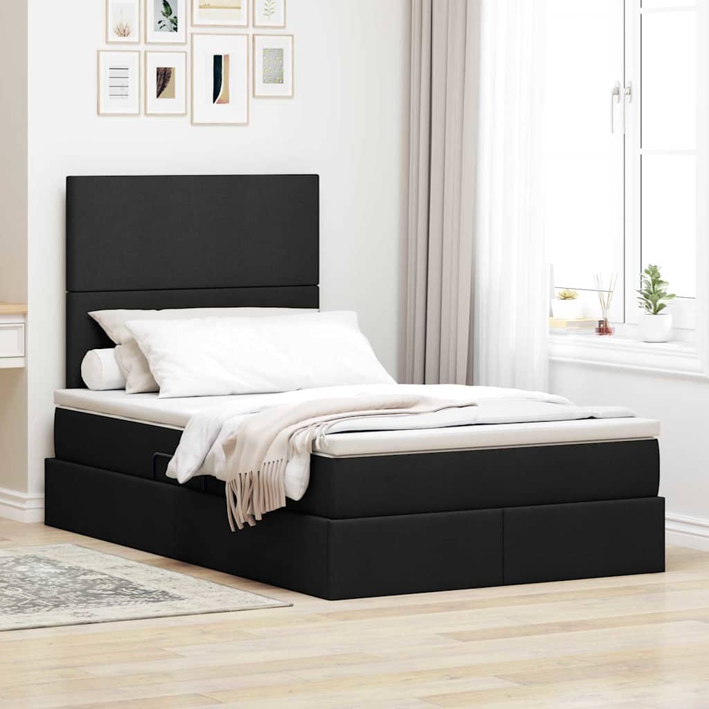 vidaXL Bett mit Stauraum und LED Schwarz 120 x 190 cm Polyester