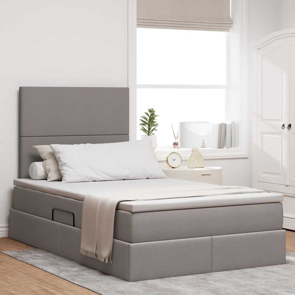 Thumbnail - vidaXL Bett mit Stauraum und LED mit LED Taupe 120 x 190 cm Polyester