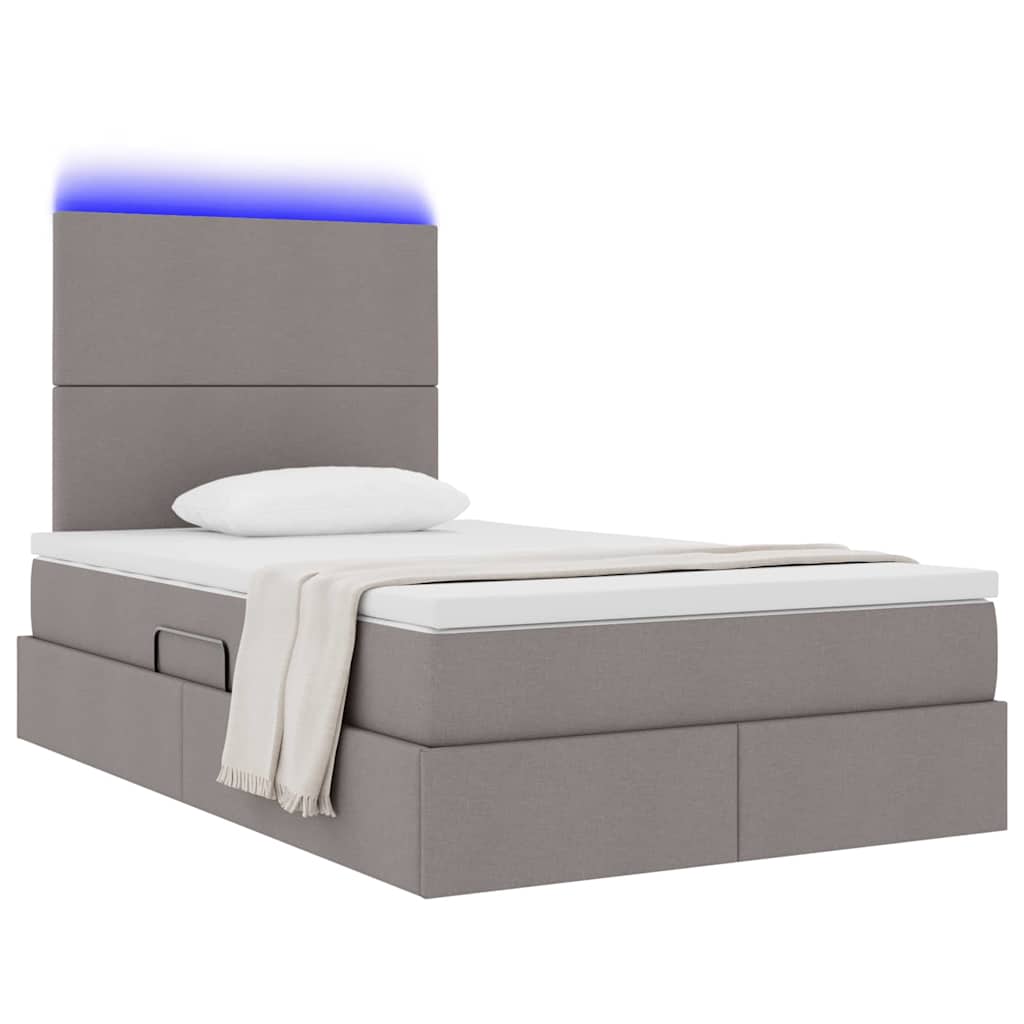 Thumbnail - vidaXL Bett mit Stauraum und LED mit LED Taupe 120 x 190 cm Polyester