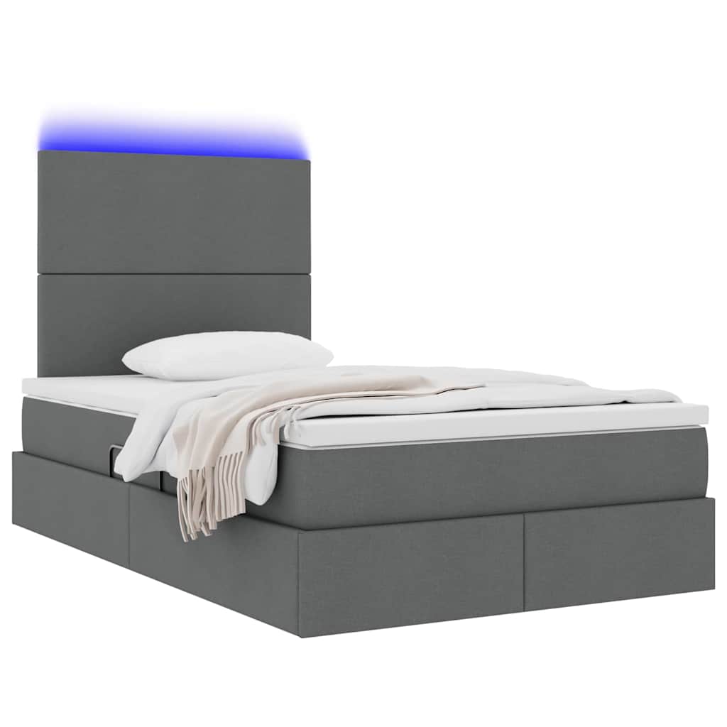 Thumbnail - vidaXL Bett mit Stauraum und LED Dunkelgrau 120 x 200 cm Polyester