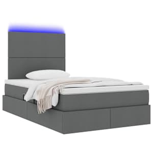 LED postel s úložným prostorem a matrací Tmavě šedá - obrázek 3