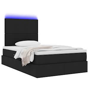Postel s úložným prostorem a LED osvětlením Černá 120 x 200 cm - obrázek 3