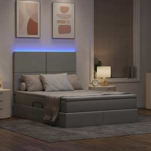 LED postel s úložným prostorem a matrací Světle šedá - obrázek 5