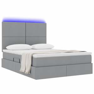 LED postel s úložným prostorem a matrací Světle šedá - obrázek 3