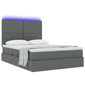 Postel s úložným prostorem a LED osvětlením s LED Tmavě šedá - obrázek 3