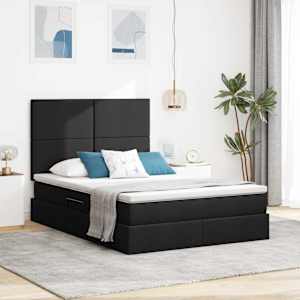 Postel s úložným prostorem a LED osvětlením Černá 140 x 190 cm - obrázek 1
