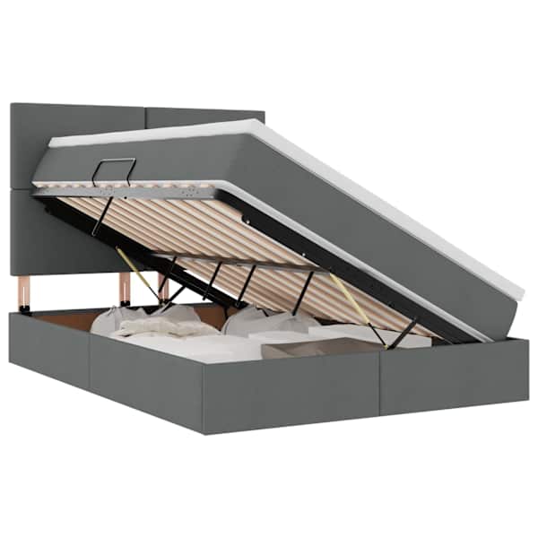 vidaXL LED-iga voodiraam koos madratsiga Tumehall 140 x 200 cm kangas