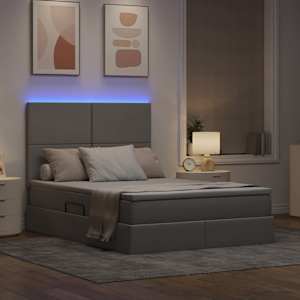 LED postel s úložným prostorem a matrací Taupe 140 x 200 cm - obrázek 5