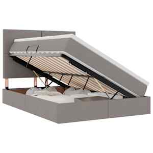 LED postel s úložným prostorem a matrací Taupe 140 x 200 cm - obrázek 2