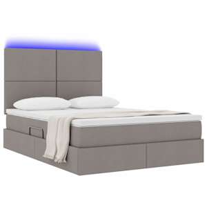 LED postel s úložným prostorem a matrací Taupe 140 x 200 cm - obrázek 3