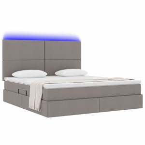 Postel s úložným prostorem a LED osvětlením Taupe 160 x 200 cm - obrázek 3